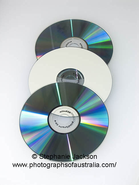 computer or audio CDs on white background