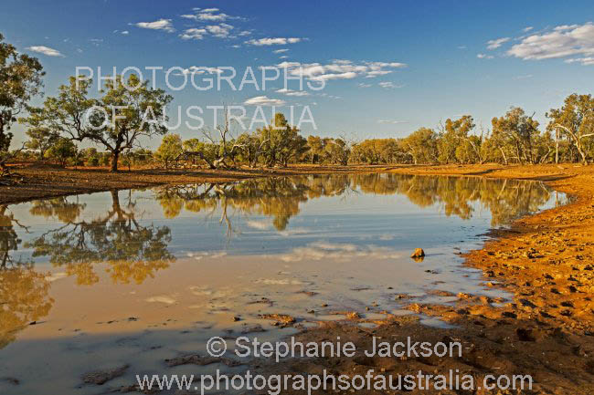 australian outback waterhole in queensland australia