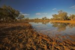 outback lake / waterhole during drought in queensland