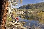 family fishing in lakea t dunns swamp in wollemi national park