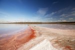 pink lake crozier in murray sunset national park outback victoria australia