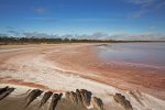 pink lake crozier in murray sunset national park outback victoria australia