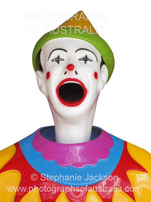 laughing clown face on white background