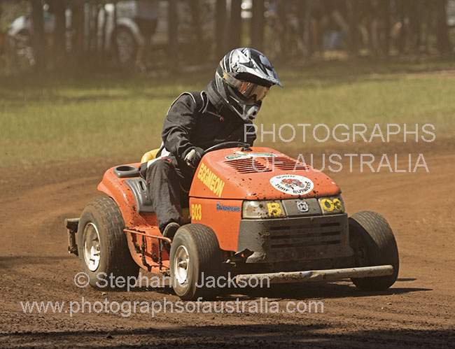 competitor in lawn mower race